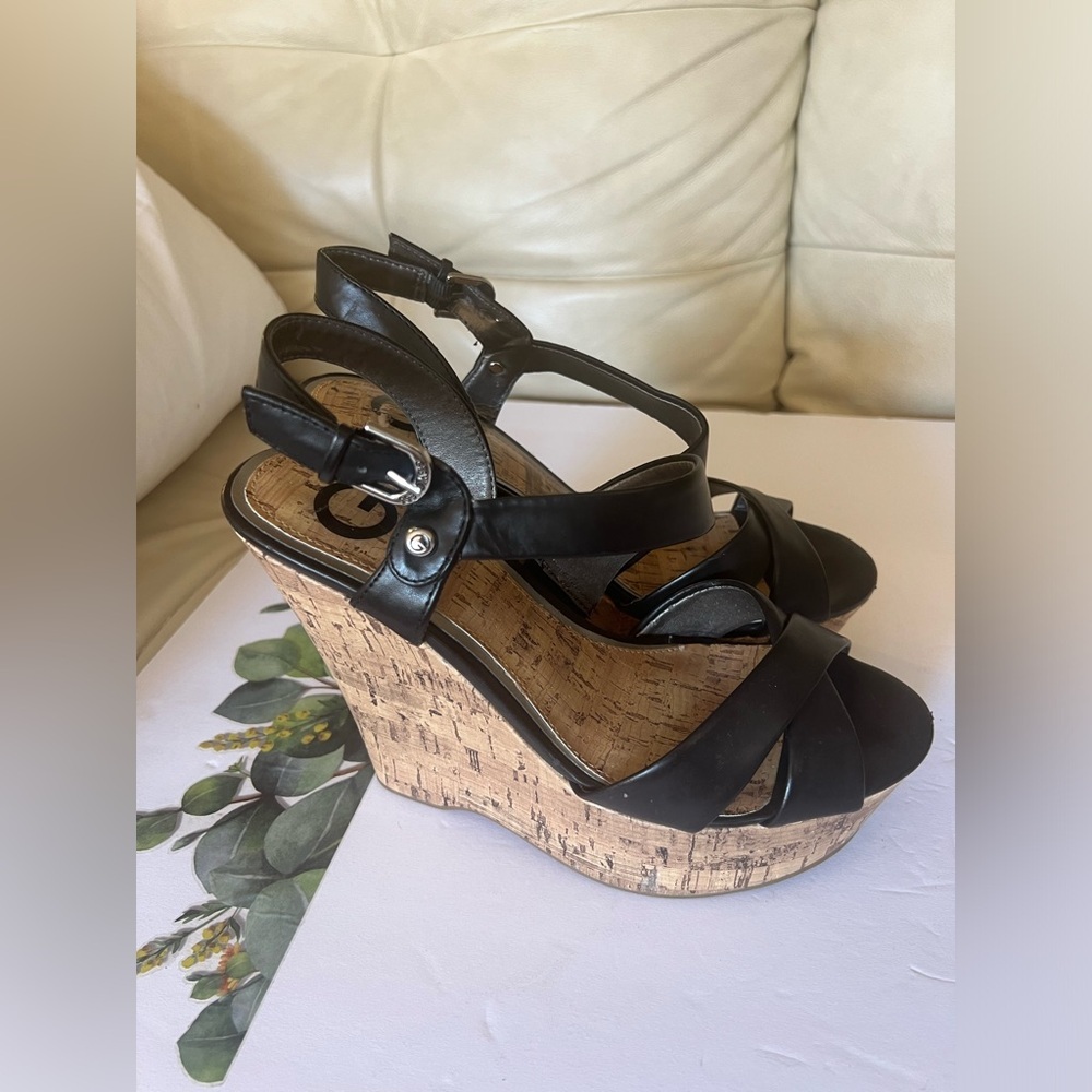 G by Guess Black Strap Wedge Heels - Picture 4 of 4